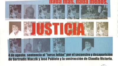 Afiche publicado por el CELS y Abuelas de Plaza de Mayo ante la sentencia al Turco Julián el 4 de 2006.